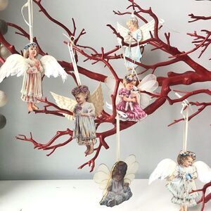 Set of 6 Heaven's Little Angels porcelain Christmas Ornaments